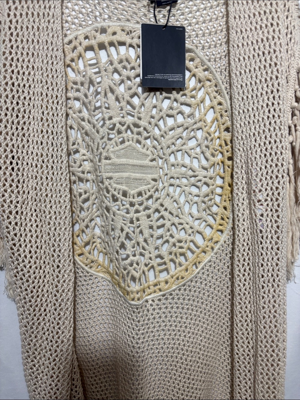 Harley-Davidson Cream Open Weave Fringe Cardigan - Picture 6 of 10